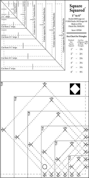 SALE Square Squared Ruler Tool - QT Fabrics - Deb Tucker - Plastic Ruler - Square Pattern Ruler