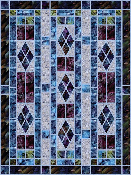 Image of the Abigail's Window quilt pattern by Black Cat Creations for Riley Blake Designs. Features a stained glass design. 
Cute Little Fabric Shop