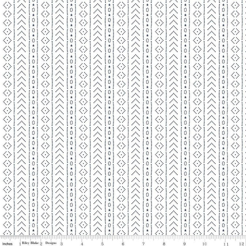 15" End of Bolt Piece - American Beauty Stripe C14447 White by Riley Blake Designs - Patriotic Stripes Striped - Quilting Cotton Fabric