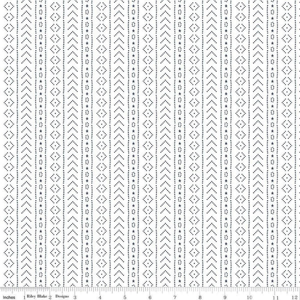 15" End of Bolt Piece - American Beauty Stripe C14447 White by Riley Blake Designs - Patriotic Stripes Striped - Quilting Cotton Fabric