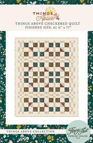 Image of the Things Above Checkered Quilt Pattern by Fancy That Design House and Co for Moda Fabrics. Features a checkered design on a quilt. 
Cute Little Fabric Shop