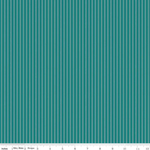 Image of the 1/8 Inch Tonal Stripe Teal quilting cotton fabric by Riley Blake Designs. Features tone on tone teal stripes. 
Cute Little Fabric Shop
