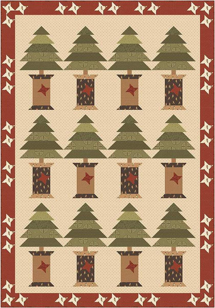 Image of the Noble Spools Quilt Pattern by Laugh Yourself Into Stitches for Riley Blake Designs. Features trees and spools of thread on a quilt. 
Cute Little Fabric Shop