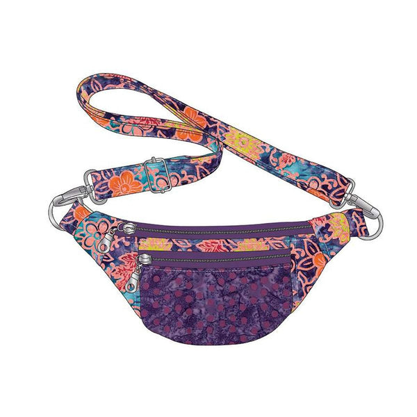 Image of the Ferris Bag Pattern by Sally Tomato for Riley Blake Designs. Features a fanny pack that can be fully customized in many colors. 
Cute Little Fabric Shop
