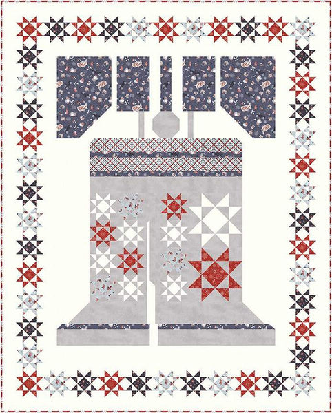 Image of the Hear Ye, Hear, Ye! quilt pattern by Wendy Sheppard for Riley Blake Designs. Features a bell surrounded by stars. 
Cute Little Fabric Shop