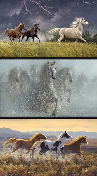 Image of the Wild Horses Pillow Panel quilting cotton fabric by Riley Blake Designs. Features horses with mountains in the background.
Cute Little Fabric Shop