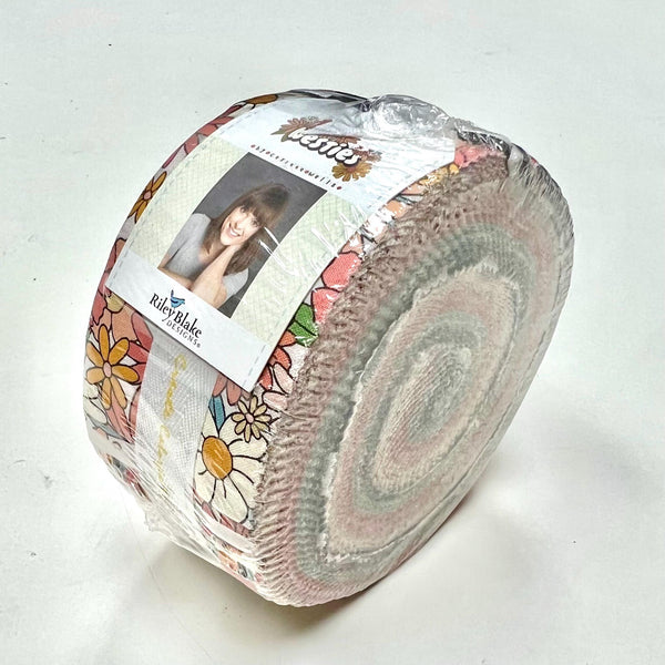 Image of the Besties rolie polie by Corinne Wells for Riley Blake Designs. Features floral bright fabrics. 
Cute Little Fabric Shop