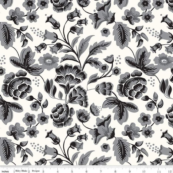 Image of the Wide Back Midnight Meadow Floral Cream quilting cotton fabric by My Minds Eye for Riley Blake Designs. Features floral fabrics on a cream background. 
Cute Little Fabric Shop