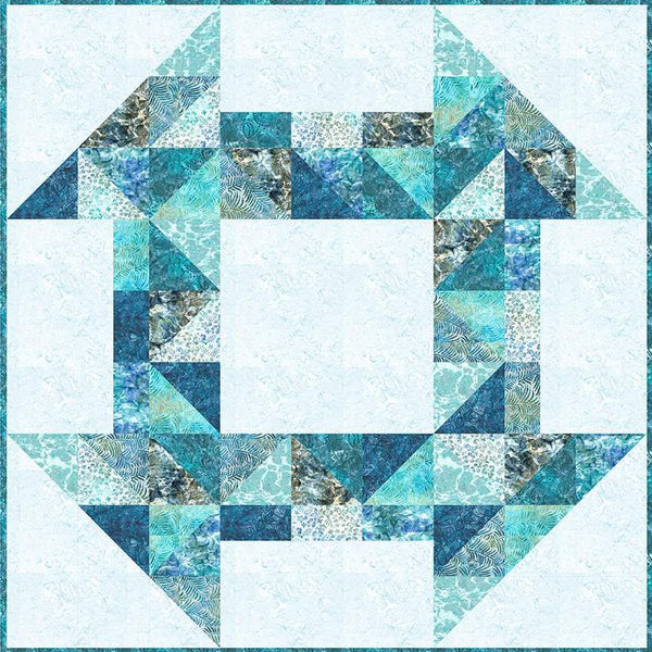 Image of the Cheeky Churn Dash quilt pattern by Kustom Kwilts for Riley Blake Designs. Features a large churn dash on a quilt. 
Cute Little Fabric Shop