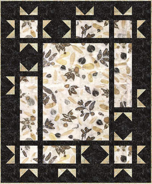 Image of the Expressions Batiks Express Yourself! Botanicals Starlight Quilt Kit Pebble Pastiche by Riley Blake Designs. Features a batik quilt. 
Cute Little Fabric Shop