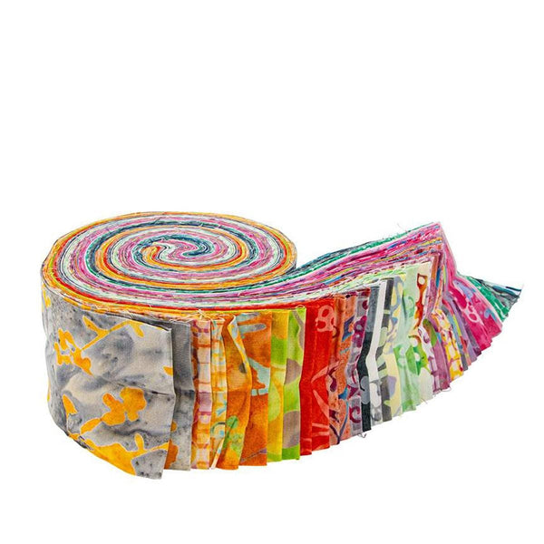 Image of the Expressions Batiks Sassy and Tweet 2 1/2 inch Rolie Polie by Riley Blake Designs. Features bird themed fabrics on abstract backgrounds. 
Cute Little Fabric Shop