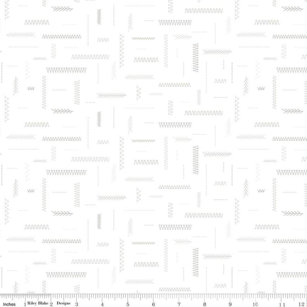 Image of the Lights On 2 In Stitches quilting cotton fabric by Riley Blake Designs. Features a low volume fabric. Cute Little Fabric Shop