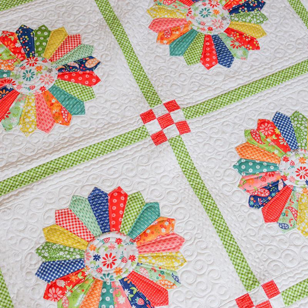 Image of the Raspberry Summer quilt kit by Sherri & Chelsi for Moda Fabrics. Features  wall hanging and pillow. 
Cute Little Fabric Shop