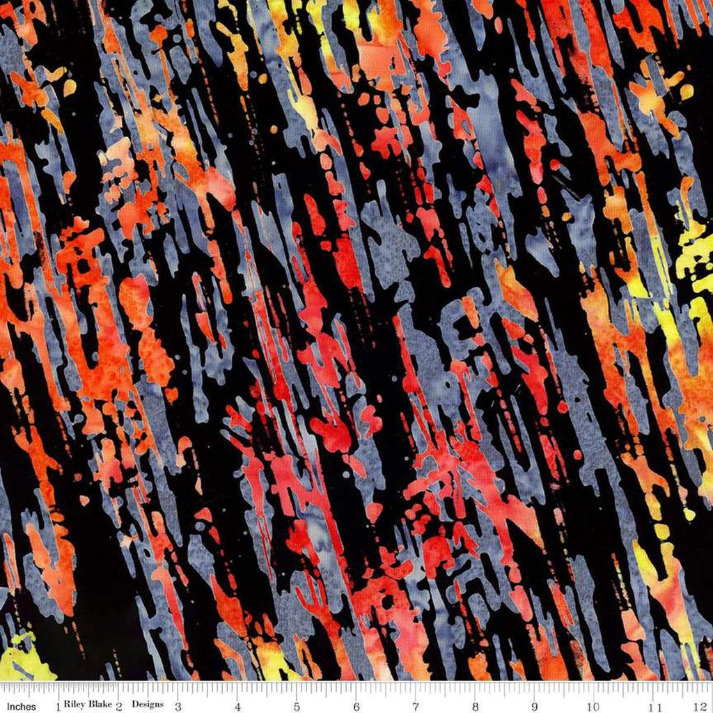 Image of the Expressions Batiks Lets Play Ball! Poppy Quartz quilting cotton batik fabric by Riley Blake Designs. Features sports balls on a black fabric. 
Cute Little Fabric Shop