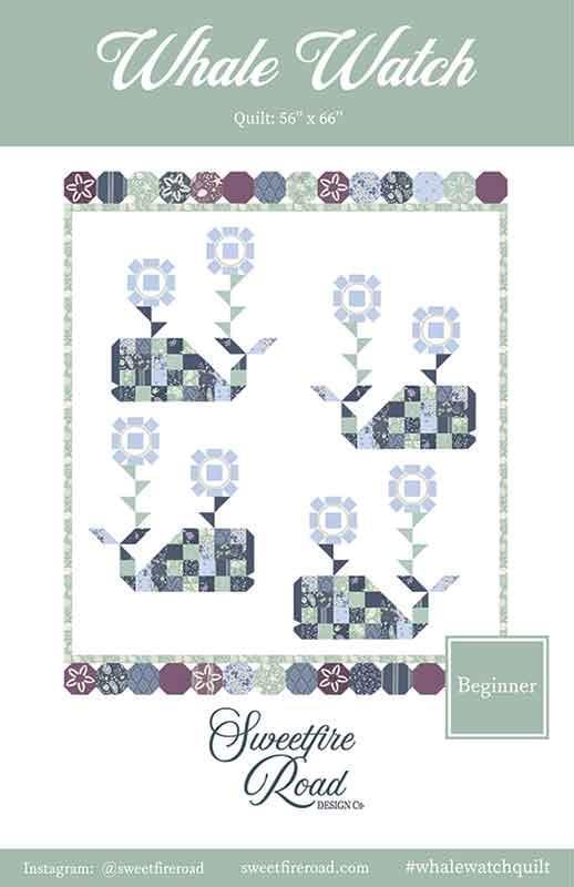 Image of the Whale Watch quilt pattern by Sweetfire Road for Moda Fabrics. Features a quilt with whales and flowers on a white background.
Cute Little Fabric Shop