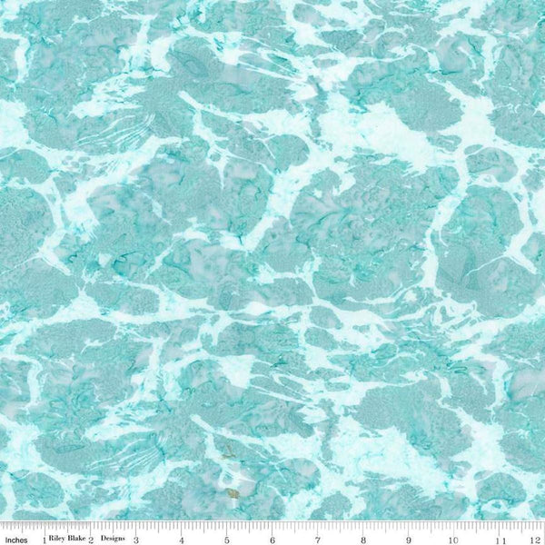 Image of the Batiks Toes in the Sand Adriatic Mist  quilting cotton batik fabric. Features abstract hand-dyed patterns. Cute Little Fabric Shop