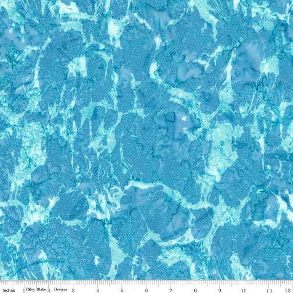 Image of the Batiks Toes in the Sand Pool Party quilting cotton batik fabric. Features abstract hand-dyed patterns. Cute Little Fabric Shop