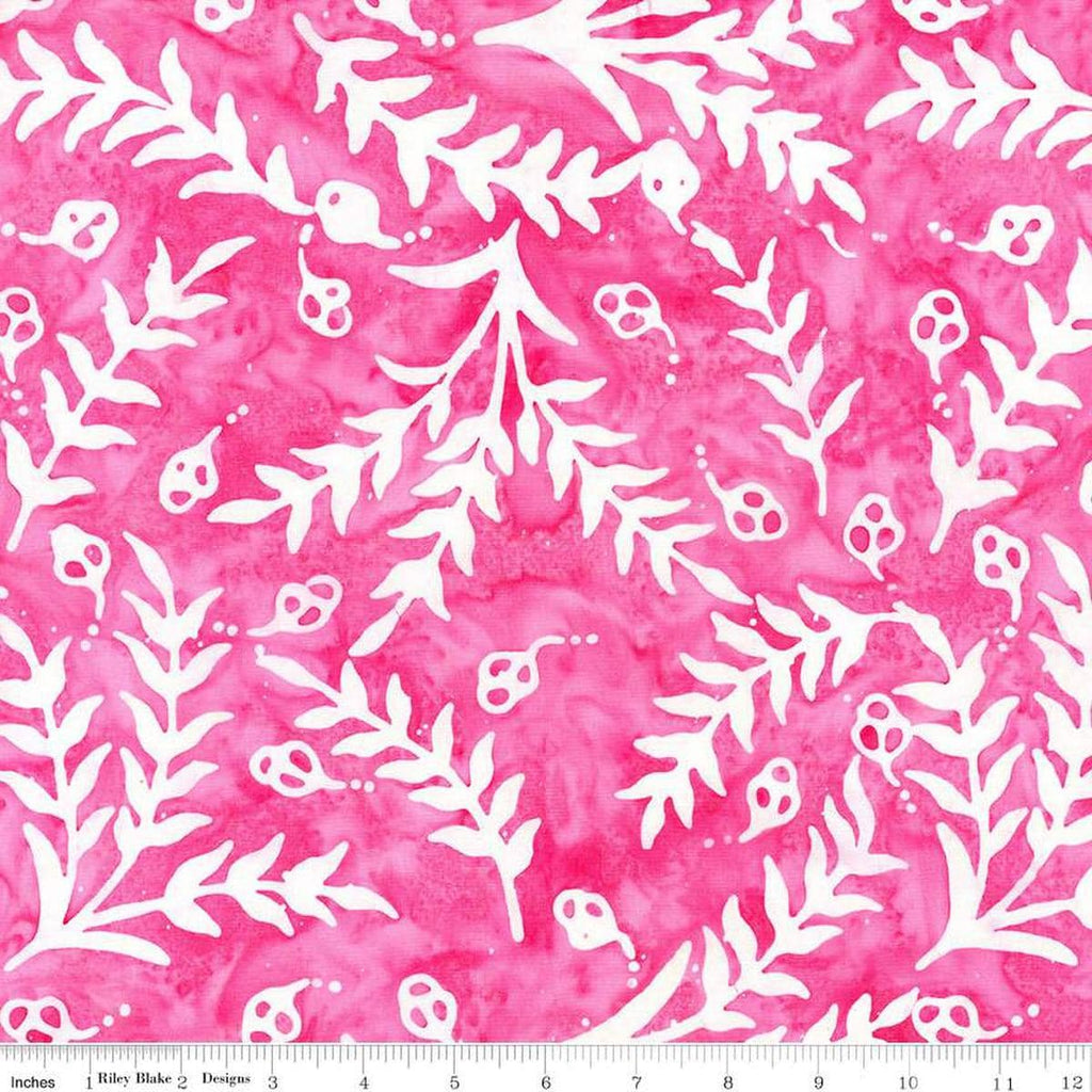 Image of the Expressions Batiks Sassy and Tweet Flamingo quilting cotton fabric. Features an abstract design on a pink background. Cute Little Fabric Shop