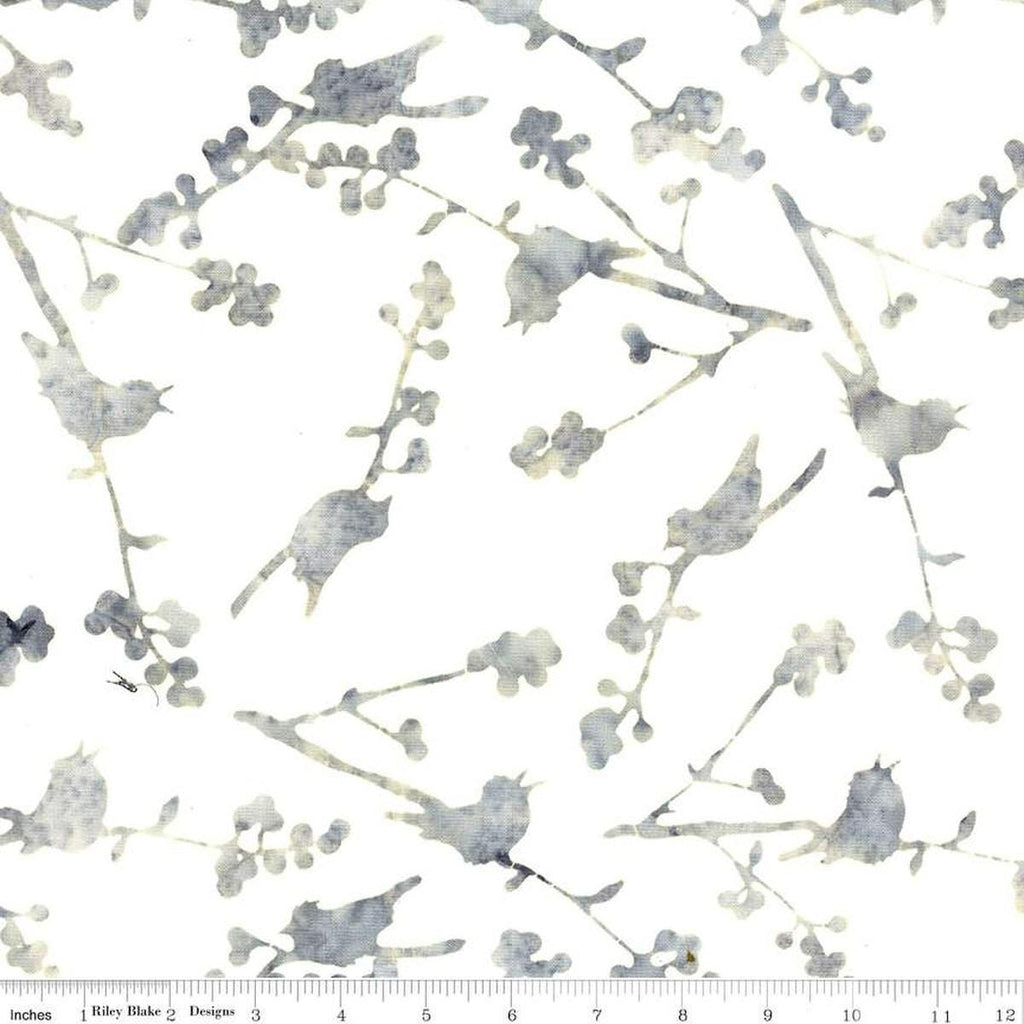 Image of the Expressions Batiks Sassy and Tweet Phloof quilting cotton fabric. Features an abstract design on a white background. Cute Little Fabric Shop