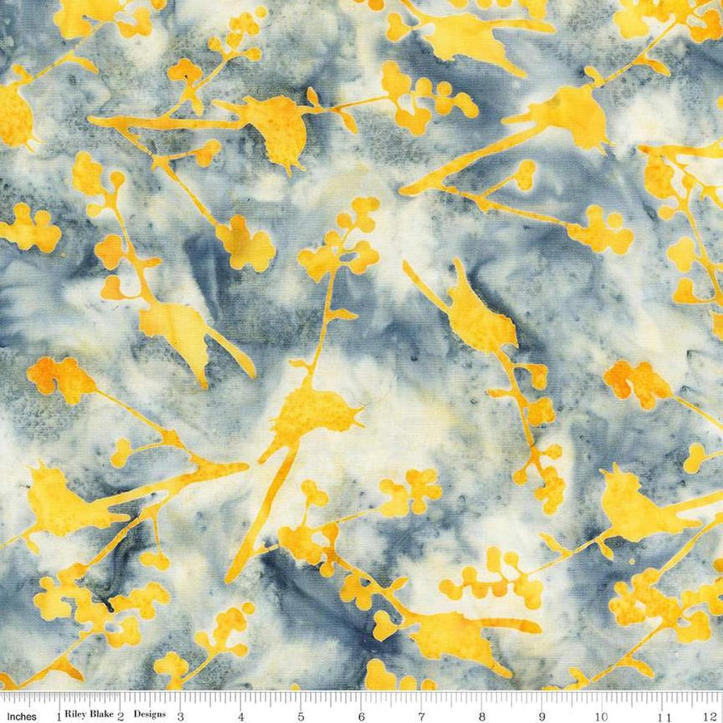 Image of the Expressions Batiks Sassy and Tweet Golden Glory quilting cotton fabric. Features an abstract design on a gold background. Cute Little Fabric Shop