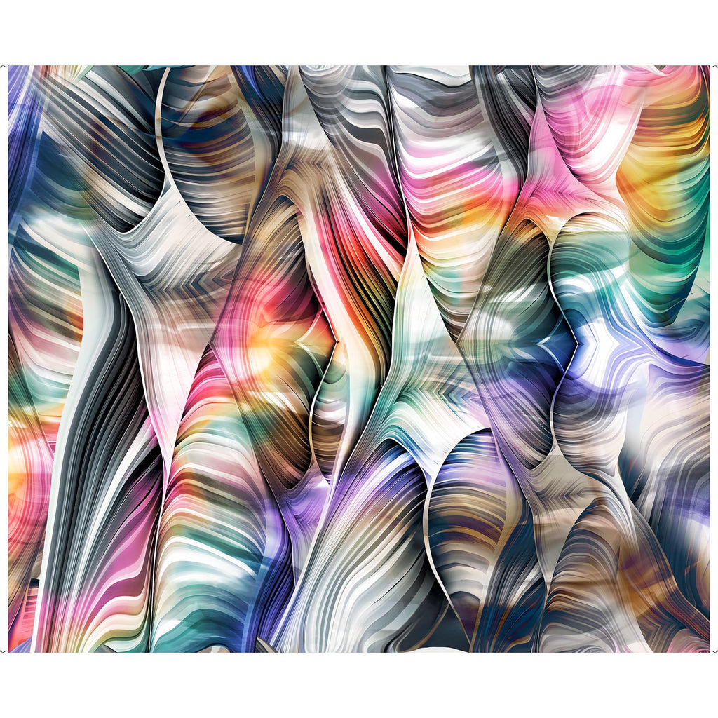 Image of the Synergy Abstract Panel quilting cotton fabric by QT Fabrics. Features an abstract colorful design. 
Cute Little Fabric Shop