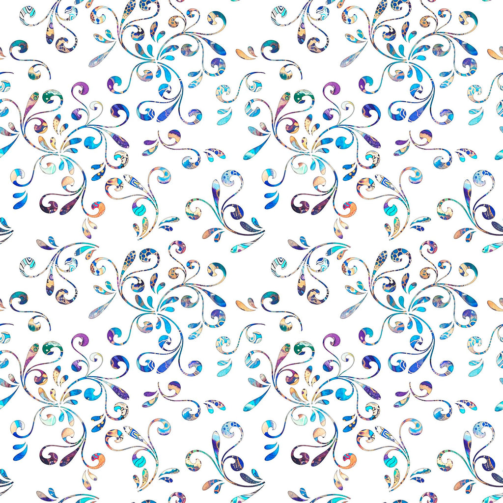 Image of the Fantasia Floral White quilting cotton fabric by Dan Morris for QT Fabrics. Features swirl fabrics on a white background.
Cute Little Fabric Shop