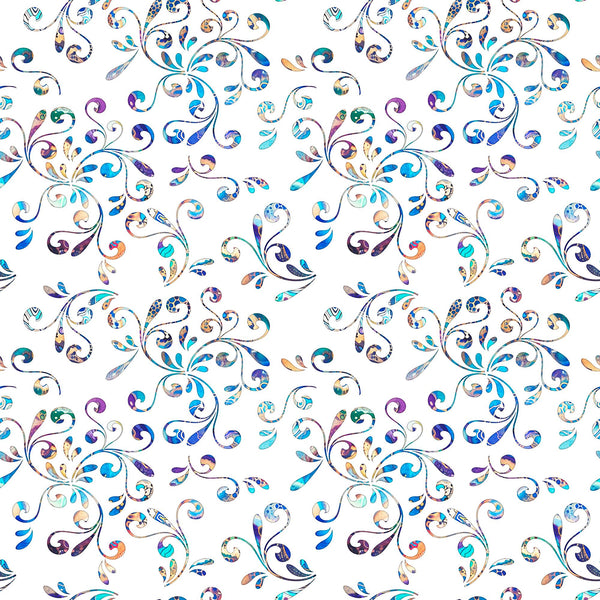 Image of the Fantasia Floral White quilting cotton fabric by Dan Morris for QT Fabrics. Features swirl fabrics on a white background.
Cute Little Fabric Shop