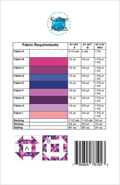 Image of the Cheeky Churn Dash quilt pattern by Kustom Kwilts for Riley Blake Designs. Features the fabric requirements
Cute Little Fabric Shop