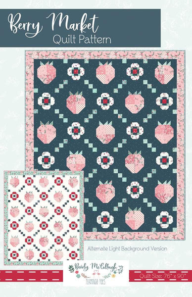 Image of the Berry Market quilt pattern by Beverly McCullough for Riley Blake Designs. Features strawberries on a quilt. 
Cute Little Fabric Shop