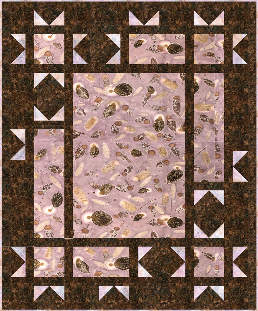 Image of the Expressions Batiks Express Yourself! Botanicals Starlight Quilt Kit Wistful Mauve by Riley Blake Designs. Features a batik quilt. 
Cute Little Fabric Shop