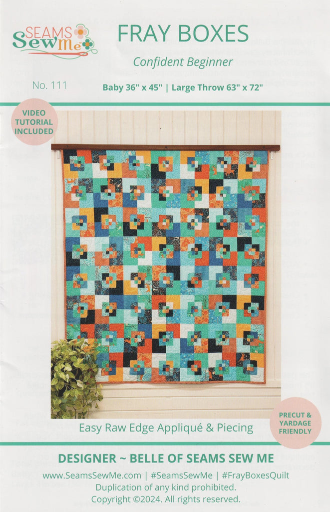 SALE Fray Boxes Quilt Pattern SSM-111 by Seams Sew Me - Moda Fabrics - INSTRUCTIONS Only - Two Sizes - Fat Eighth Friendly