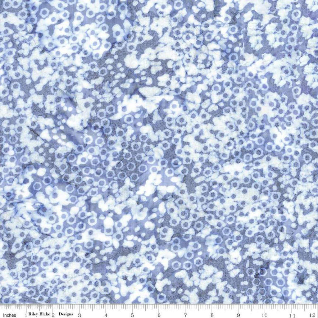 Image of the Expressions Batiks Lets Play Ball! Powdered Pearl quilting cotton batik fabric by Riley Blake Designs. Features textured dots on a blue background.
Cute Little Fabric Shop