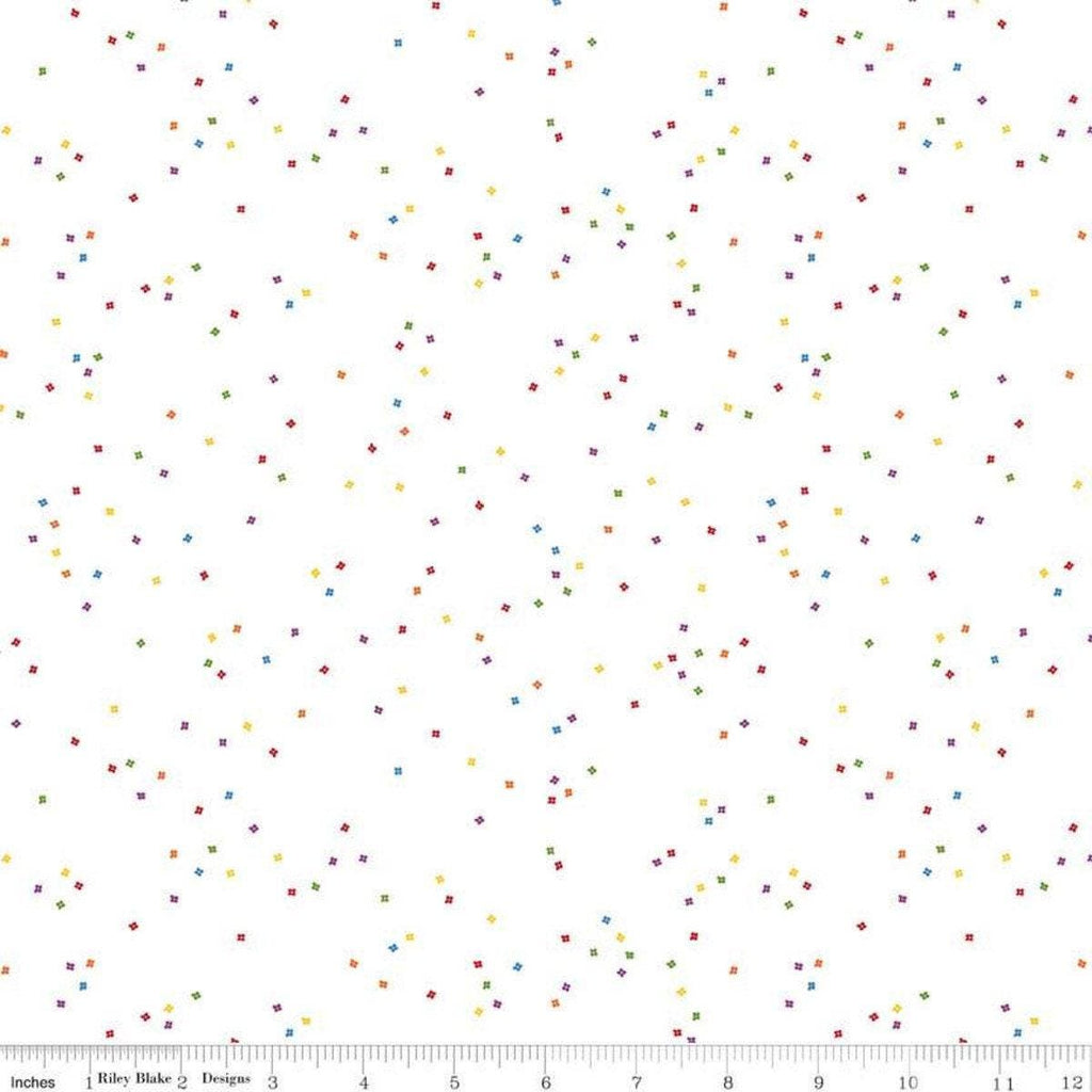 SALE Blossom on White Rainbow by Riley Blake Designs - Quilting Cotton Fabric