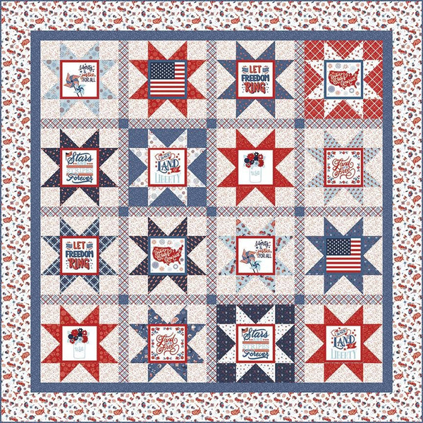 SALE Stars and Stripes Forever Panel Quilt Kit by Lori Whitlock - Riley Blake - Pattern Fabric Kit -  Quilting Cotton