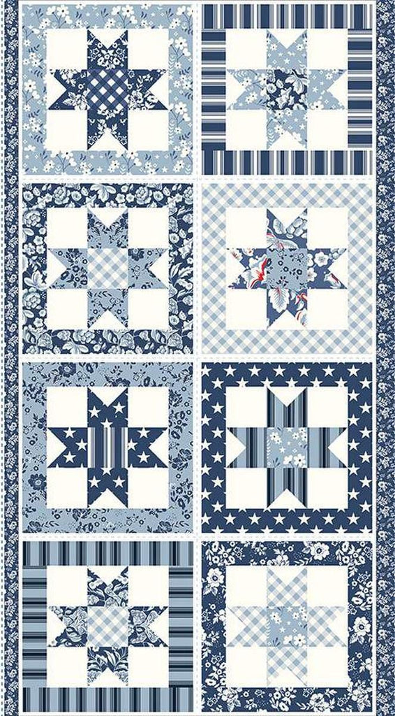 Image of the Freedom Garden Star Panel quilt panel by My Mind's Eye for Riley Blake Designs. Features star quilt blocks on a panel.
Cute Little Fabric Shop