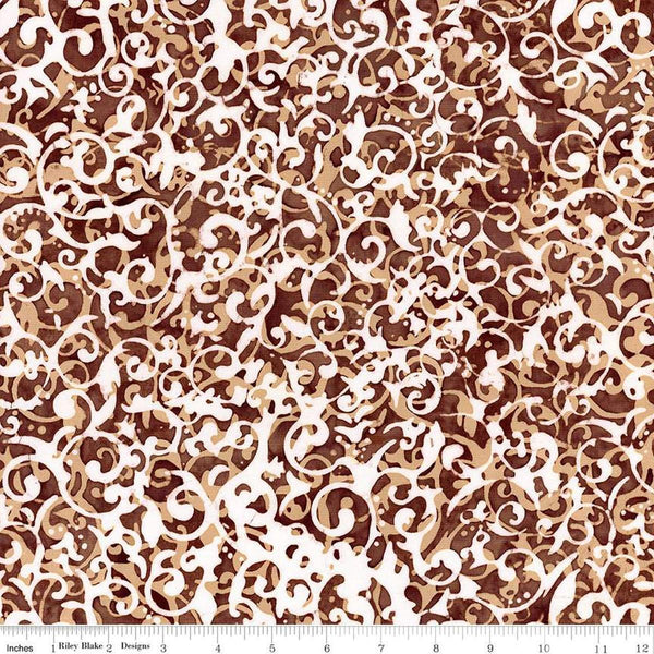 Image of the Expressions Batiks Victorian Garden Burnt Sugar quilting cotton fabric by Riley Blake Designs. Features abstract patterns. 
Cute Little Fabric Shop