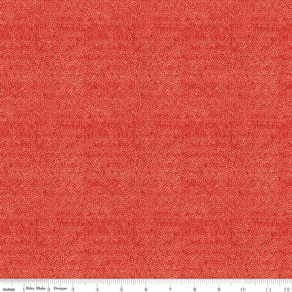 Image of the Sewing Seeds III Stipple Red quilting cotton fabric by Lori Holt for Riley Blake Designs. Features dots on a red background. Cute Little Fabric Shop