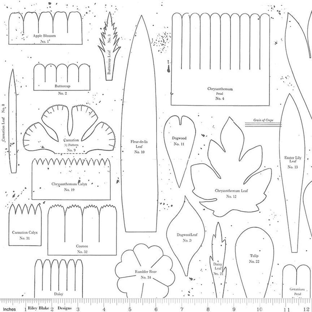 Image of the Sewing Seeds III Posie Patterns White quilting cotton fabric by Lori Holt for Riley Blake Designs. Features flowers on a white background. Cute Little Fabric Shop