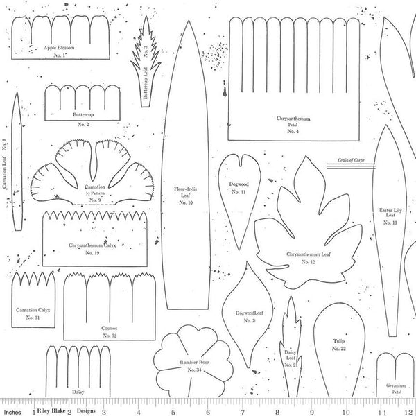 Image of the Sewing Seeds III Posie Patterns White quilting cotton fabric by Lori Holt for Riley Blake Designs. Features flowers on a white background. Cute Little Fabric Shop