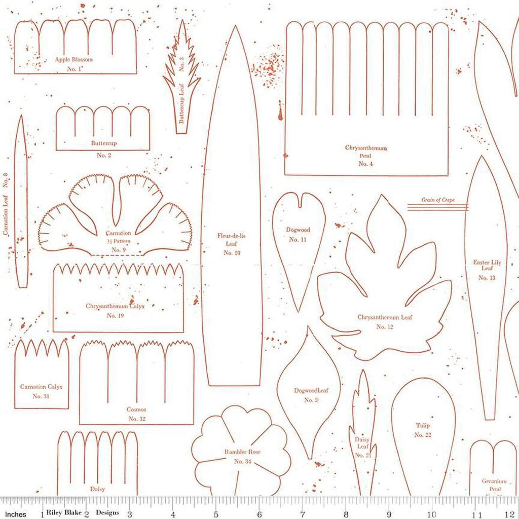 Image of the Sewing Seeds III Posie Patterns Red quilting cotton fabric by Lori Holt for Riley Blake Designs. Features flowers on a red background. Cute Little Fabric Shop