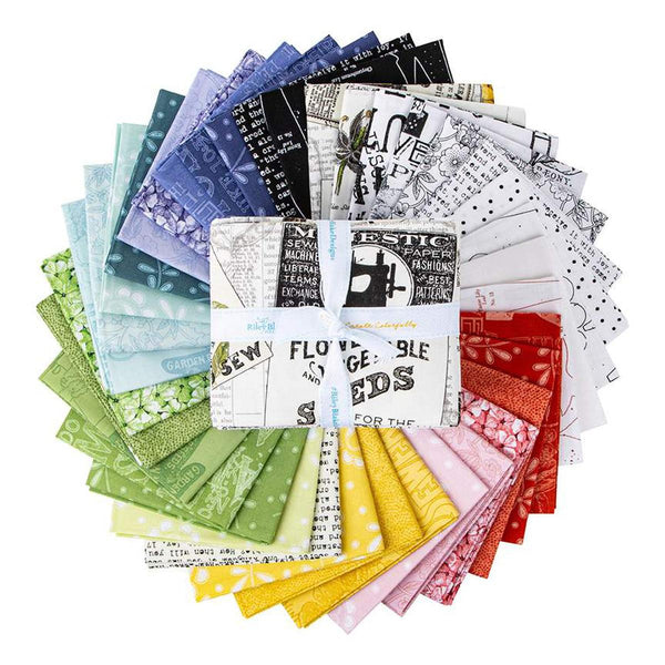 Image of the Sewing Seeds III Fat Quarter Bundle precut by J. Wecker Frisch for Riley Blake Designs. Features vintage and sewing fabrics on various backgrounds. 
Cute Little Fabric Shop