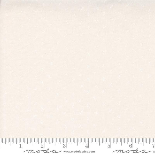 Image of the Itty Bitty Background Gatherings Tiny Off White quilting cotton fabric by Moda Fabrics. Features flowers on a white background. Cute Little Fabric Shop