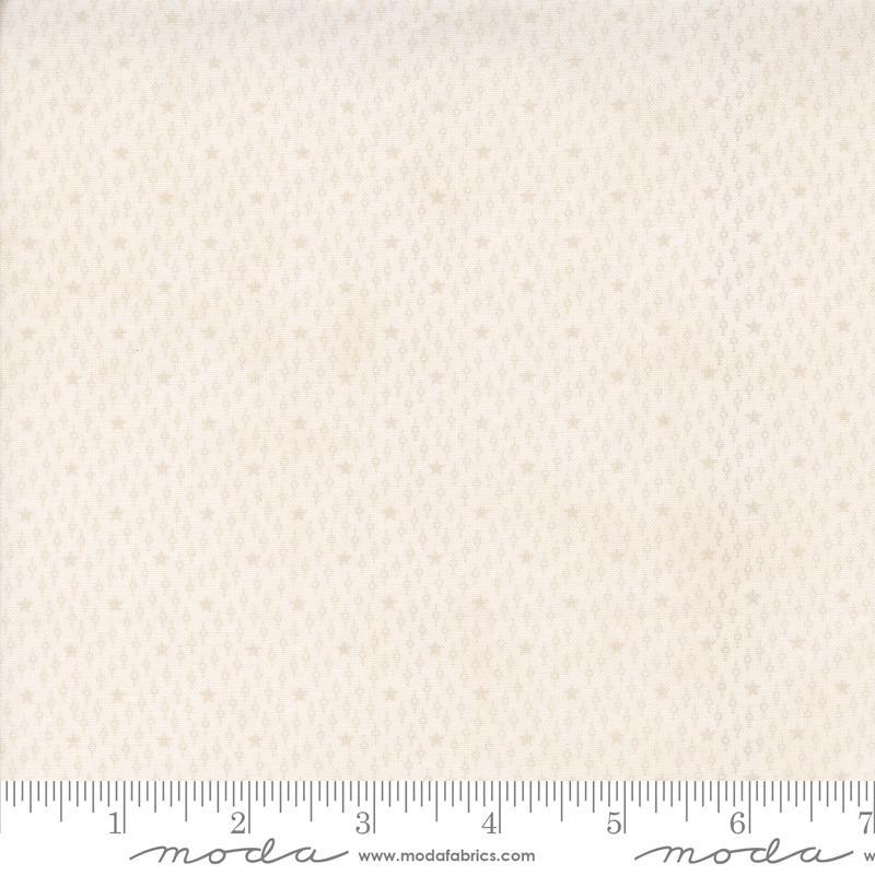 Image of the Itty Bitty Background Gatherings Starfield Off White quilting cotton fabric by Moda Fabrics. Features stars on a white background. Cute Little Fabric Shop