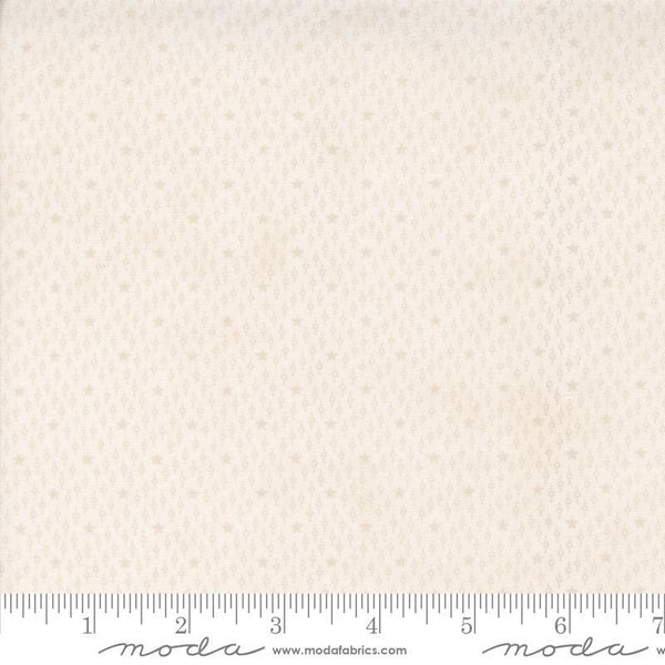 Image of the Itty Bitty Background Gatherings Starfield Off White quilting cotton fabric by Moda Fabrics. Features stars on a white background. Cute Little Fabric Shop