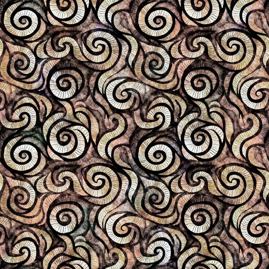 Image of the Wild Woods Swirl Charcoal quilting cotton fabric by Morris Creative Group for QT Fabrics. Features swirl on a brown background. Cute Little Fabric Shop