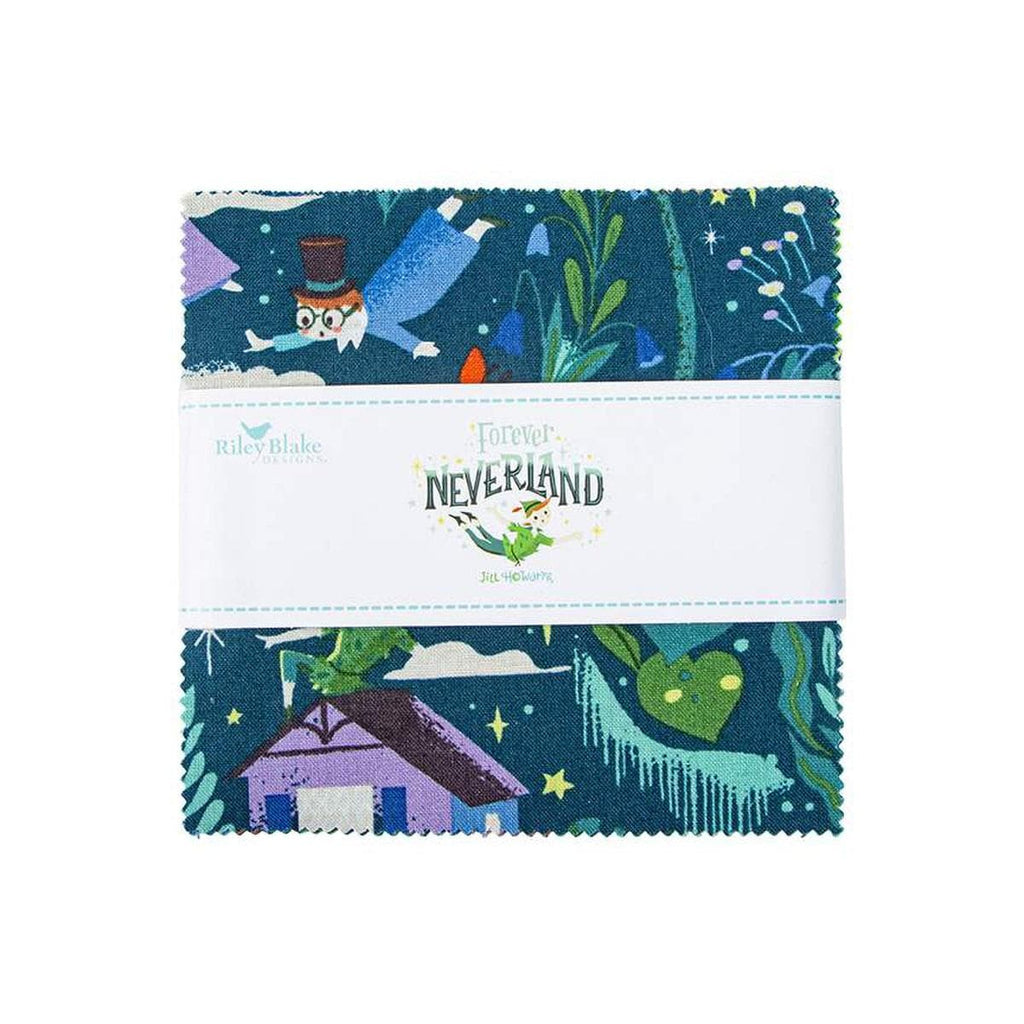 Image of the Forever Neverland fat quarter bundle by Jill Howarth for Riley Blake Designs. Features peter pan themed fabrics. 
Cute Little Fabric Shop
