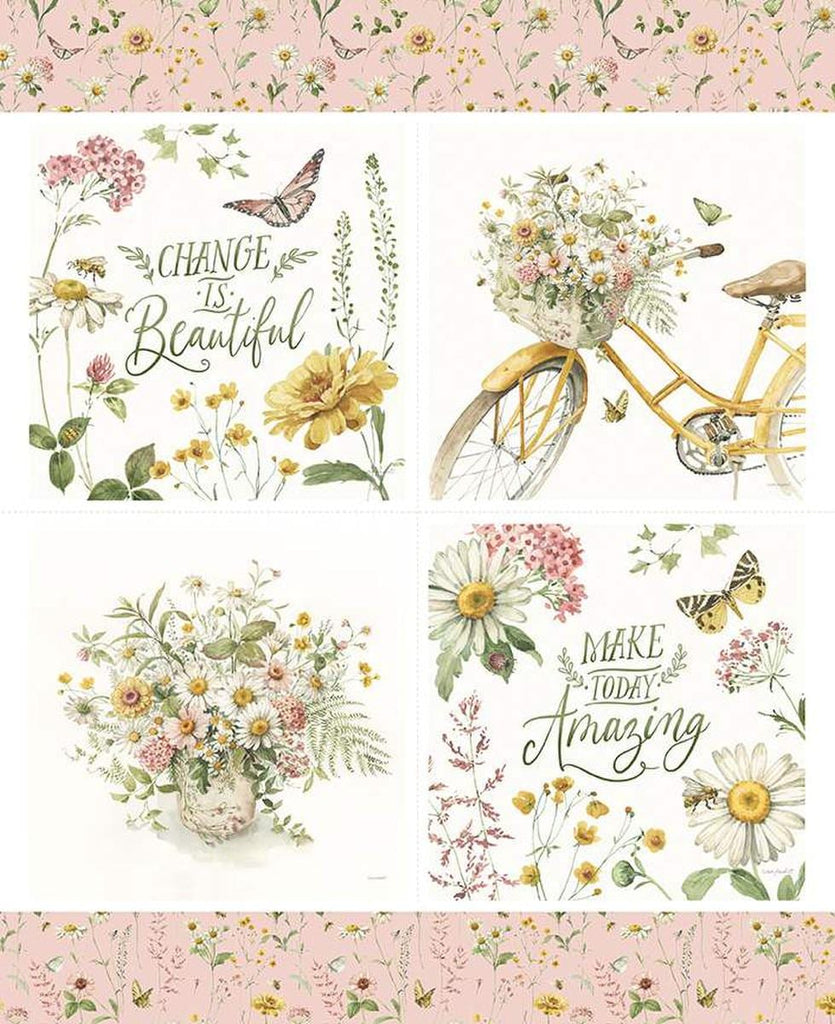 Image of the Love Me More Flower Pillow Panel quilting cotton fabric by Lisa Audit for Riley Blake Designs. Features flowers on a panel. 
Cute Little Fabric Shop