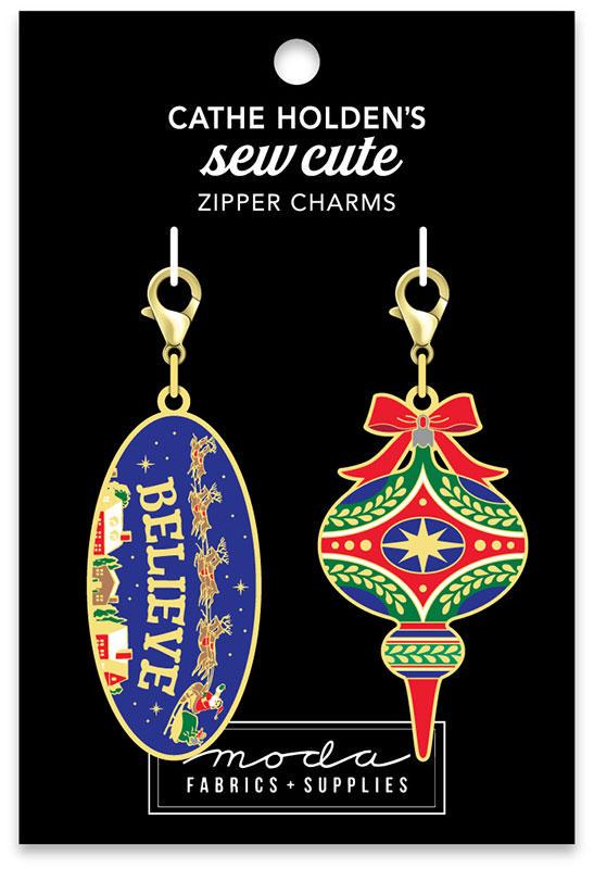 Image of the Ornaments Zipper Pulls 2ct CH123 by Cathe Holden for Moda Fabrics. Features two ornaments charms.
Cute Little Fabric Shop