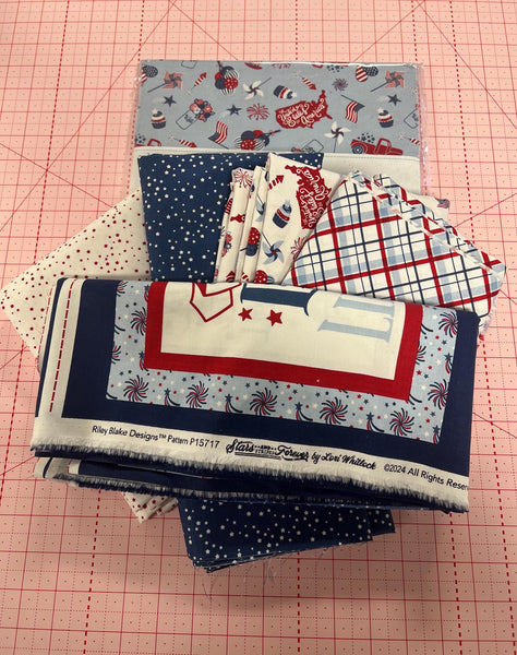 SALE Stars and Stripes Forever Panel Quilt Kit by Lori Whitlock - Riley Blake - Pattern Fabric Kit -  Quilting Cotton