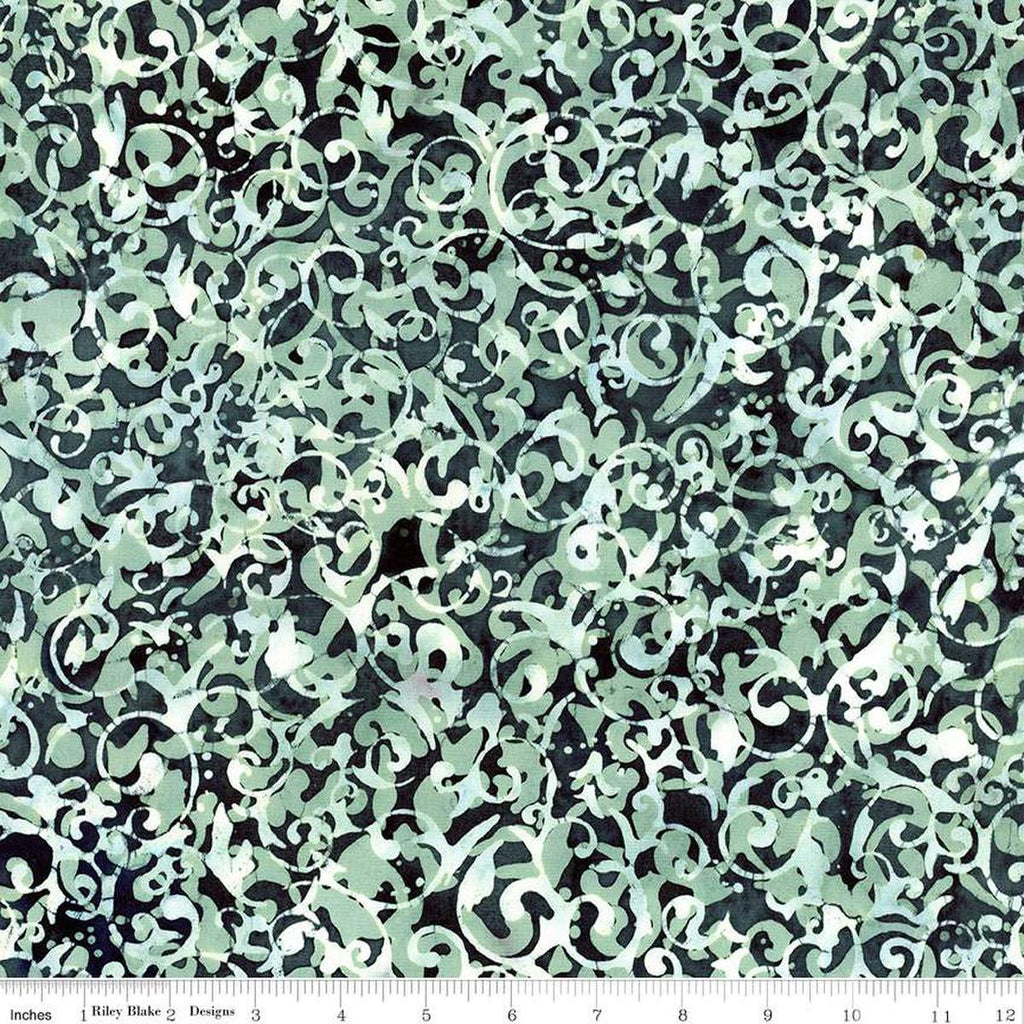 Image of the Expressions Batiks Victorian Garden Sage quilting cotton fabric by Riley Blake Designs. Features abstract patterns. 
Cute Little Fabric Shop